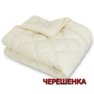 Зимова двоспальна ковдра 175х210 см стьобана мікрофібра / холофайбер світло-бежева однотонна, фото 1