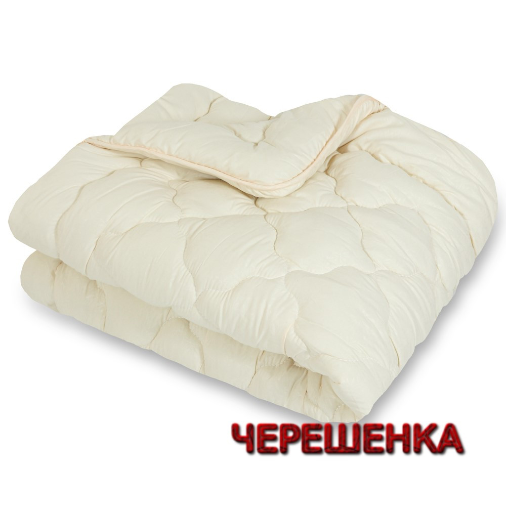 Зимова стандартна Євро ковдра 195х210 см стьобана мікрофібра / холофайбер однотонна світло-бежева