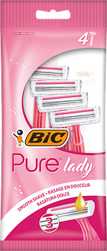 Набір бритв без змінних катриджів BiC Pure Lady 3 рожеві 4 шт