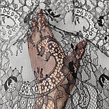 Ажурне французьке мереживо шантільї (з війками) чорного кольору 34 см, довжина відрізу 1,5 м., фото 6
