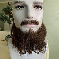 Борода і вуса реалістичні — накладка на сітці коричневого кольору