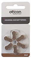 Батарейки для слуховых аппаратов Oticon 312 (6 шт.)