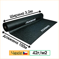 Черное агроволокно 42 г/м² в рулоне 3,2 х 100 м 4% для клубники, утепления деревьев