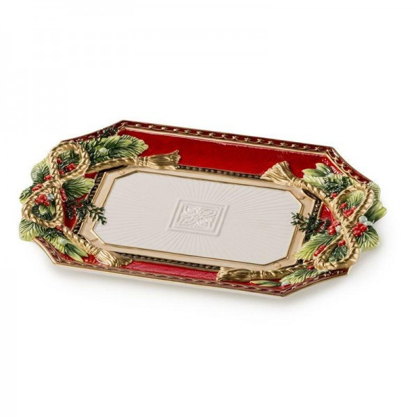 Порцелянове прямокутне блюдо "Різдво" для сервірування святкового столу від італійського бренду Lamart, фото 1