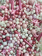 Сахарная посыпка микс Розовый гламур( упаковка 10 г)