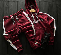 Спортивний костюм marvel чоловічий зимовий теплий на флісі бордовий худі штани марвел зима з начосом