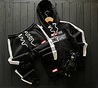 Спортивний костюм marvel чоловічий зимовий теплий на флісі чорний худі штани марвел зима з начосом