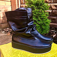 Betti гладка шкіра жіночі зимові чоботи на платформі танкетці