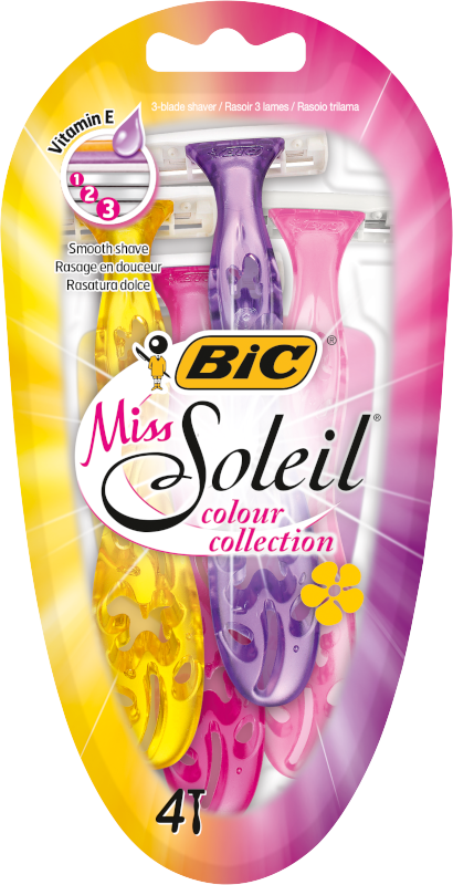 Набір бритв без змінних картриджів BIC Miss Soleil Colours Collection. Блістер 4 штуки