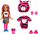 Лялька-сюрприз Barbie Cutie Reveal Chelsea Tiger Plush Челсі в костюмі, Тигр Барбі Милашка проявляшка Змінює колір, фото 3