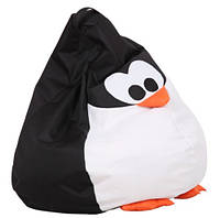 Кресло мешок груша 90*130 см черное в виде пингвина, бескаркасное кресло для детей и взрослых ткань оксфорд