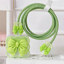 Чохол для блока живлення ЗП iPhone iPad 18/20W + захист кабелю Бантик Green (5 в 1), фото 6