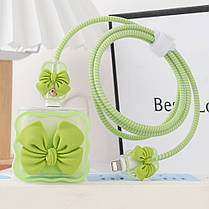 Чохол для блока живлення ЗП iPhone iPad 18/20W + захист кабелю Бантик Green (5 в 1), фото 4