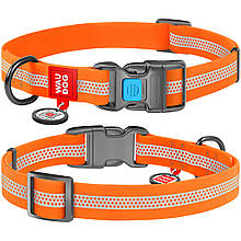 Нашийник Waudog 34-49 см 25 мм світловідбиваючий водовідштовхувальний пряжка пластик помаранчевий для собак