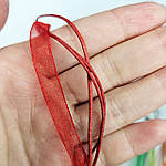 Шнур зі стрічкою з органзи зелена, 44 см, фото 2