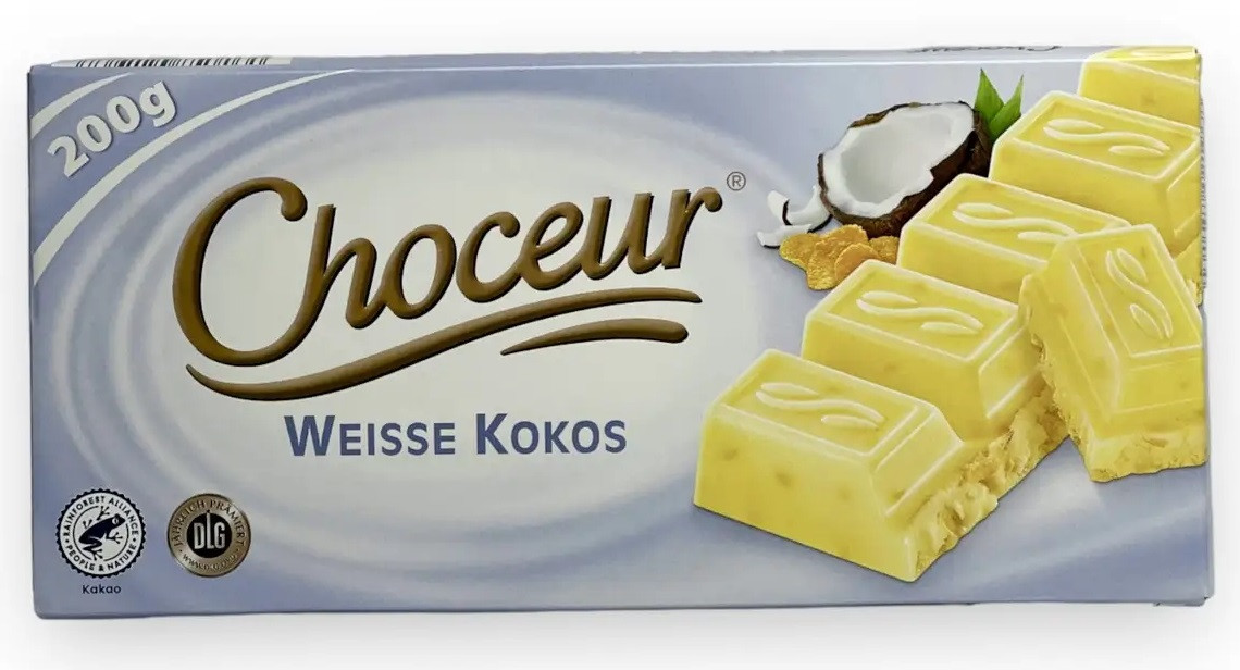 Шоколад Білий з кокосом Choceur Weisse Kokos 200 г Німеччина