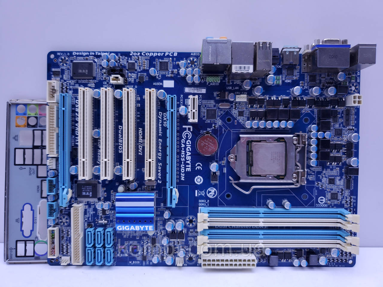 Материнська плата s1156 Gigabyte H55M-UD3H (+I3 350,Socket 1156,DDR3,б/у)
