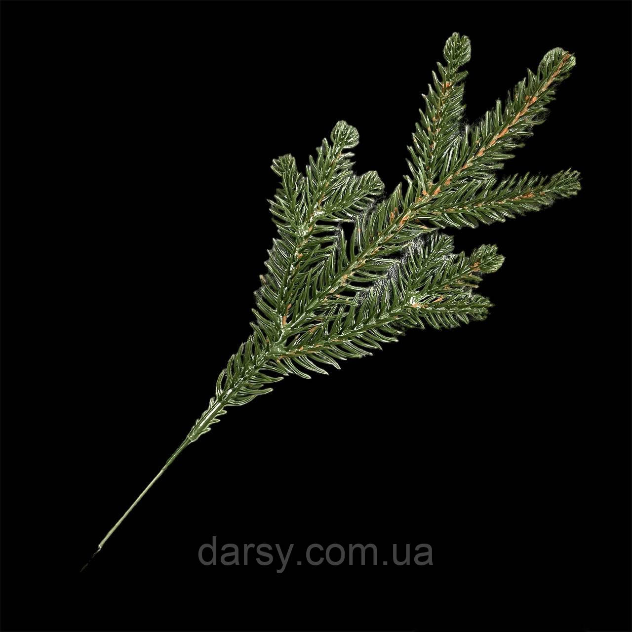 Гілочка ялинки штучка декоративна двостороння п'ятилапка, хвої 25 см колір зелений, фото 1