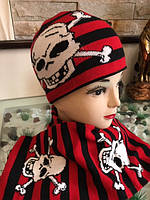 Комплект шапка и шарф демисезонный детский унисекс с аппликацией размер 53-55