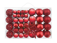 Набор новогодних шариков с верхушкой iso trade 100 штук красный