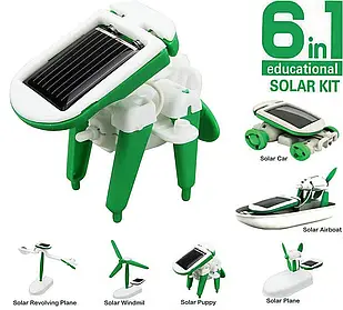 Навчальний конструктор іграшка Робот 6 в 1 на сонячній батареї Robot Kits Wistmar New