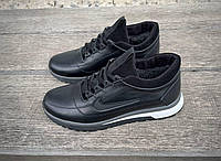 Чоловічі шкіряні кросівки зимові Nike чорні