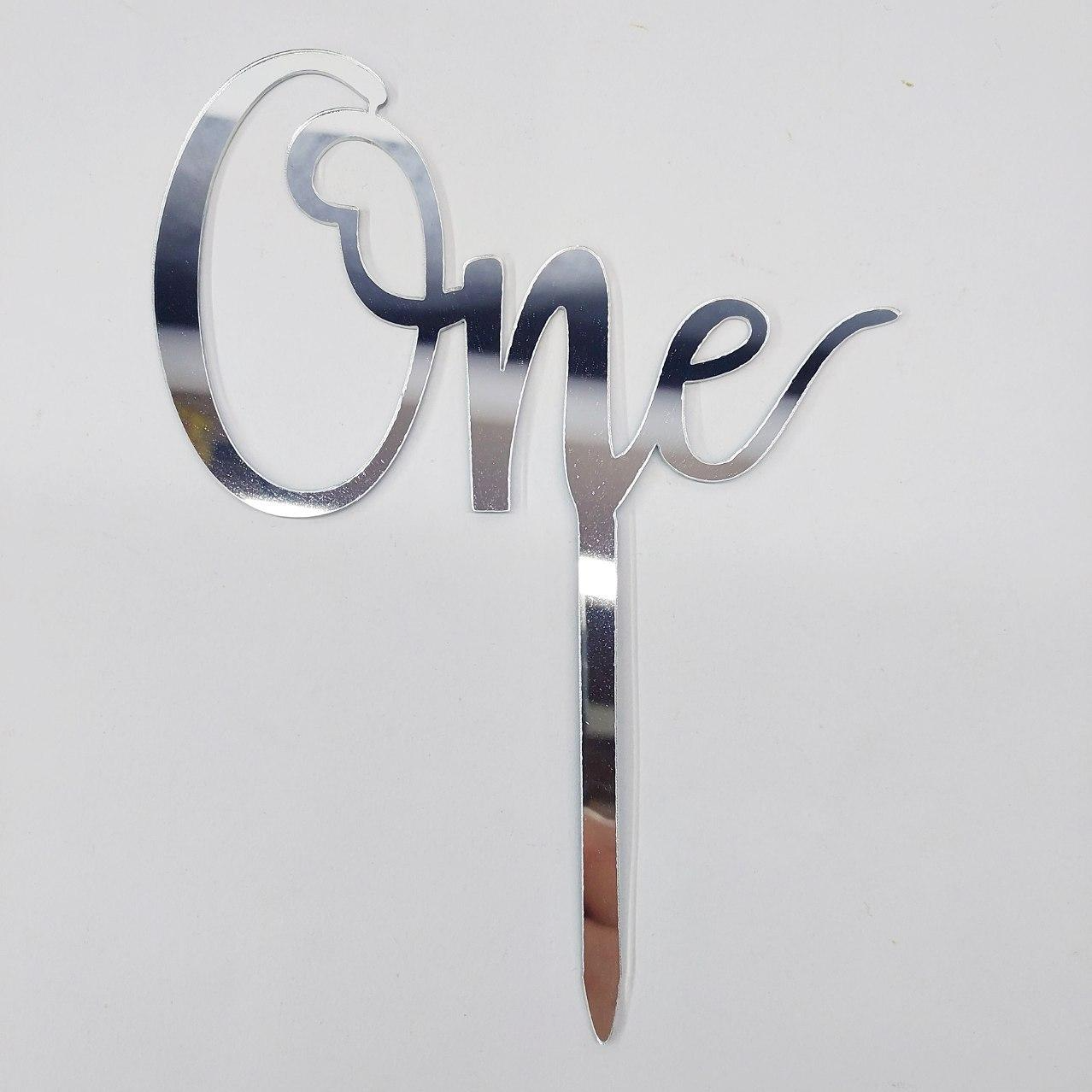 Топпер для торта One | Срібло