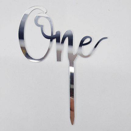 Топпер для торта One | Срібло, фото 1