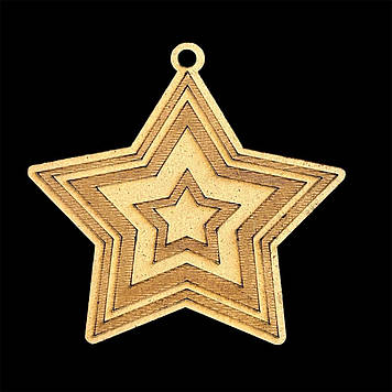 Дерев'яна новорічна іграшки з фанери, Зірка, 9 см