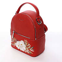 Жіночий червоний рюкзак з принтом квітів David Jones червоний міський рюкзак еко-шкіра