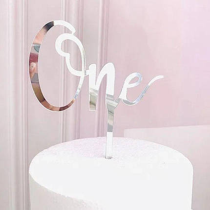 Топпер для торта One | Срібло, фото 2