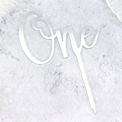 Топпер для торта One | Срібло, фото 3