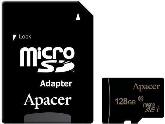 Флеш карта microSDXC 128GB Apacer class 10 (AP128GMCSX10U5-R) + adapter