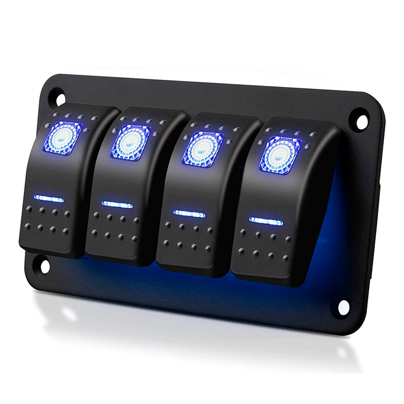 Автомобільний блок кулісних перемикачів, 4 клавіші, тумблер увімкнення — вимикання з підсвіткою, фото 1