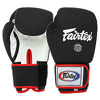 Перчатки для бокса кожаные матовые на липучке Fairtex Matt 8577 14 унций Black-White