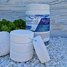 Повільний (тривалий) хлор для басейну Crystal Pool Slow Chlorine Tablets Large 1 кг у великих таблетках