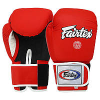 Перчатки для бокса кожаные матовые на липучке Fairtex Matt 8577 14 унций Red-White