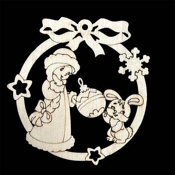 Дерев'яна новорічна іграшки з фанери, Снігурочка, 9 см