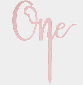 Топпер для торта One | Ніжно рожевий