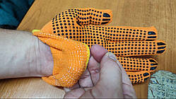 Перчатки Х/Б із ПВХ покритям 12шт (оранж 600г Зимові) "TOMIK" размер М