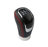 Ручка куліси  КПП чорна F-5896R (нитка червона) перфорація