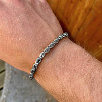 Чоловічий металевий срібний браслет, ланцюжок на руку, із нержавіючої сталі 3 мм