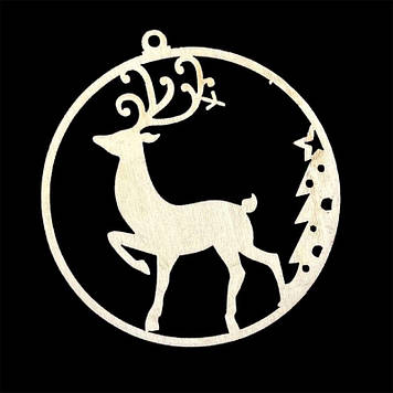 Дерев'яна новорічна іграшки з фанери, Олень, 9 см