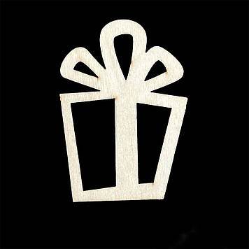 Дерев'яна новорічна іграшки з фанери, Подарунок, 9 см