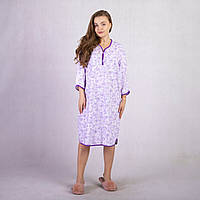 Теплая женская ночная рубашка для беременных и кормящих 56/58, Фиолетовый