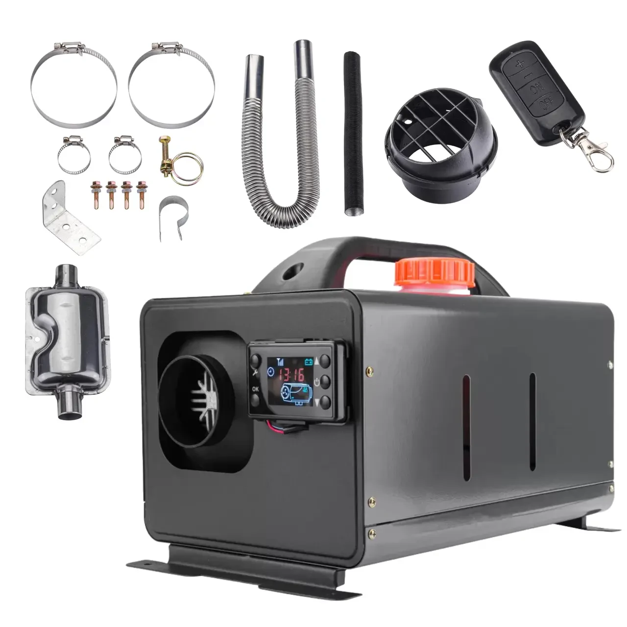 Автономний дизельний обігрівач для автомобіля та приміщень 12 В/8 Kwt з пультом дистанційного керування Powermat PM-AG-8M2, фото 1