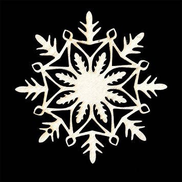 Дерев'яна новорічна іграшки з фанери, Cніжинка, 9 см