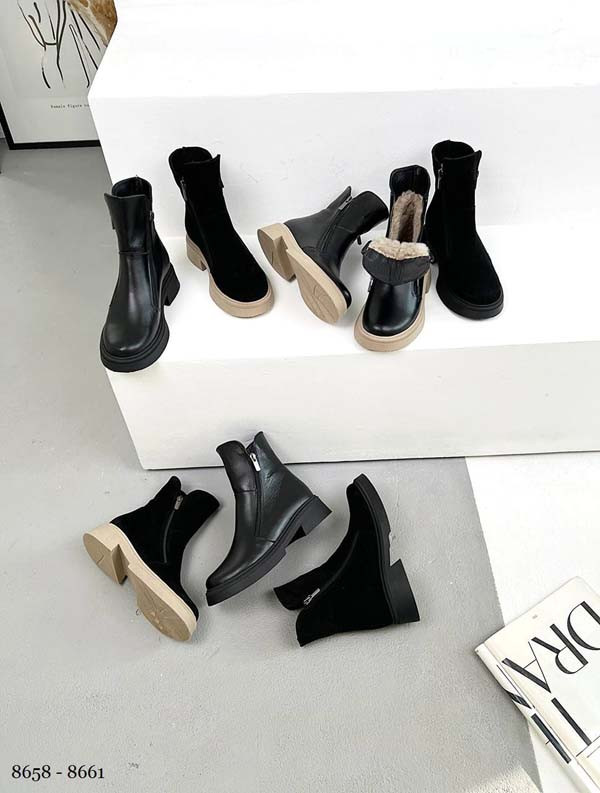 Женские ботинки деми или зима кожаные или замшевые черные 8658ТОПС - фото 2 - id-p755709527