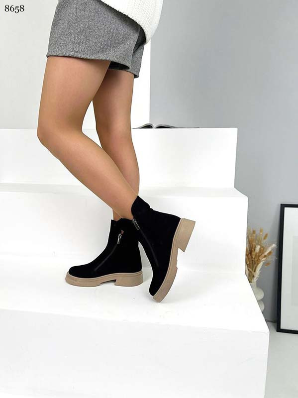 Женские ботинки деми или зима кожаные или замшевые черные 8658ТОПС - фото 3 - id-p755709527