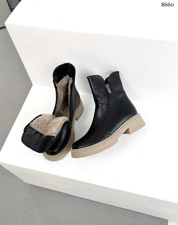 Женские ботинки деми или зима кожаные или замшевые черные 8658ТОПС - фото 6 - id-p755709527